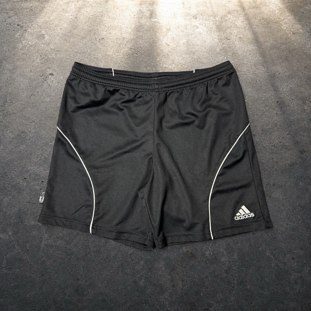 Adidas Climalite Black Athletic Soccer Shorts White Piping Size Small Y2K Retro